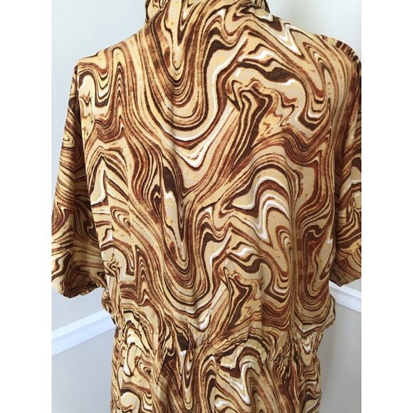 NWT MPH Collection Womens Size 2X Gold Brown Marbled Dress Short Sleeve - Picture 5 of 8